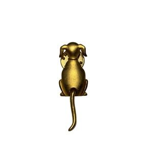 Vintage JJ Gold Tone Shiny Puppy Dog Wagging Articulated Tail Brooch Tack Pin